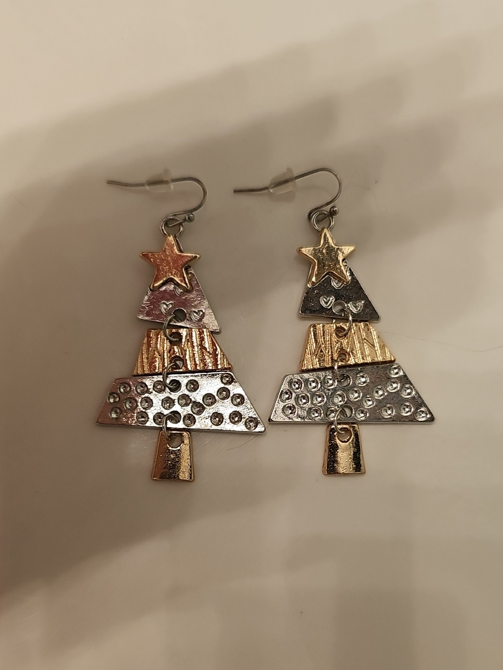 Kohl's Gold and Silver Layered Christmas Tree Drop Earrings